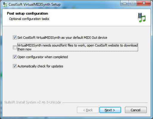 click next on on Coolsoft VirtualMIDISynth